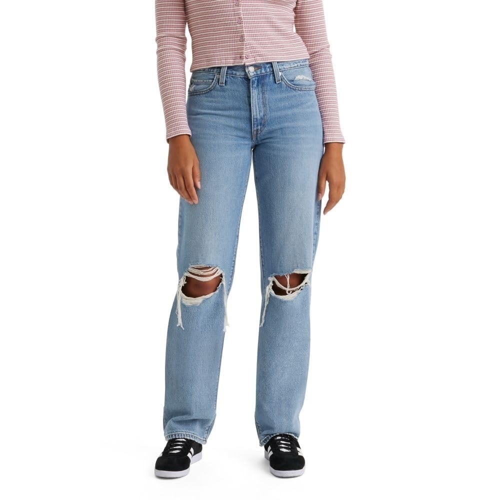 H&M Light Blue Ripped Straight Leg Jeans - Picture 1 of 13